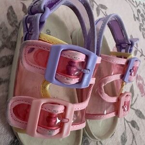 Girls' Pink & Lavender Clear Strap Sandals - Kids